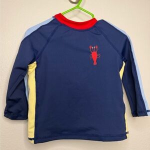 NWT* Toddler Navy Long-Sleeve Swim Rashguard with Red Crab Accent